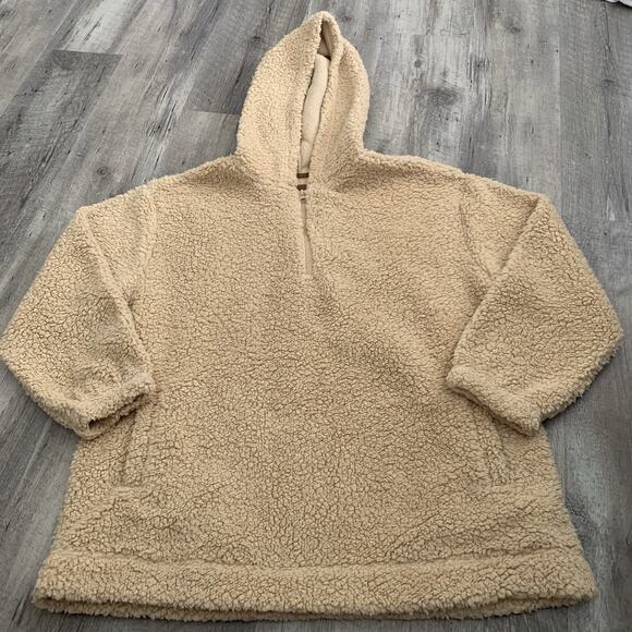 Koolaburra by UGG Womens XL Teddy Bear Sherpa Hoodie Jacket Tan Camel Pockets - Picture 1 of 7